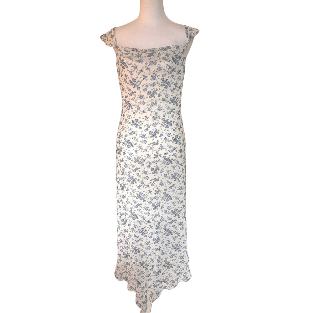 Floral Mesh Dress Womens S Handkerchief Hem Y2K Cottage Coquette Romantic Party